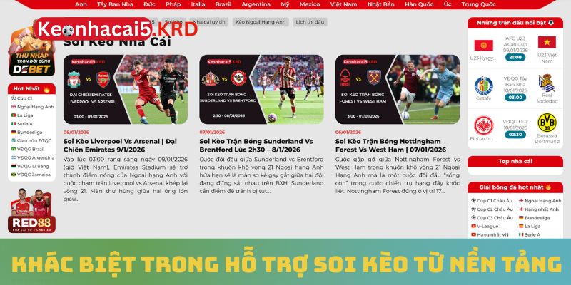 Khác biệt trong hỗ trợ soi kèo từ nền tảng